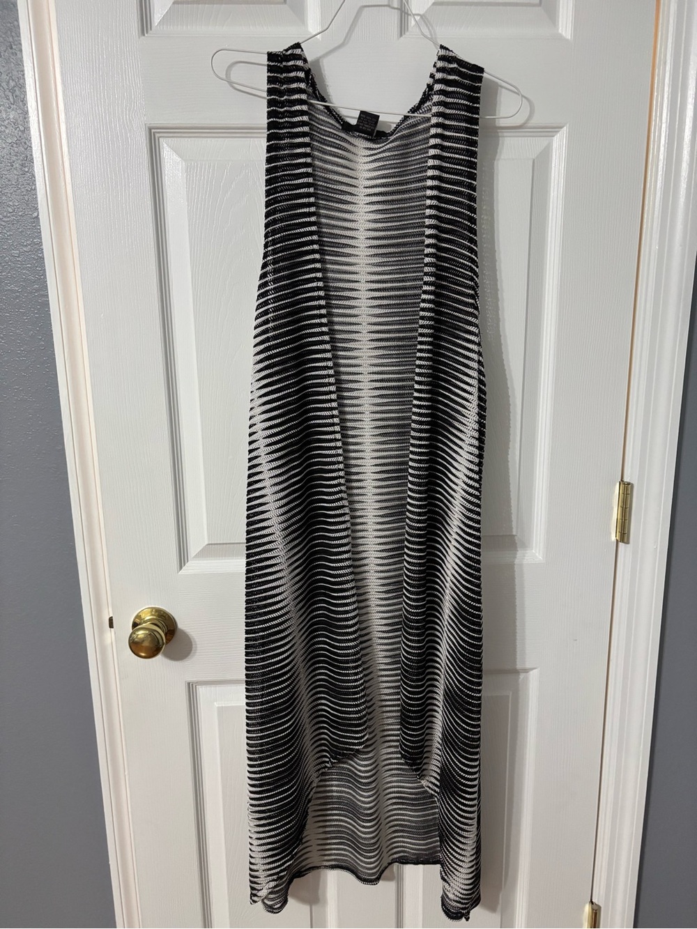 Black & White Striped Sleeveless Maxi Dress